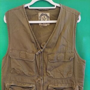 Vintage Banana Republic Vest Mens L Khaki Safari Travel Utility Photographer